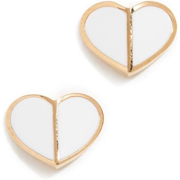 NWT Kendra Scott Kate Spade New York Heritage Spade S Heart Studs EarringsWhite